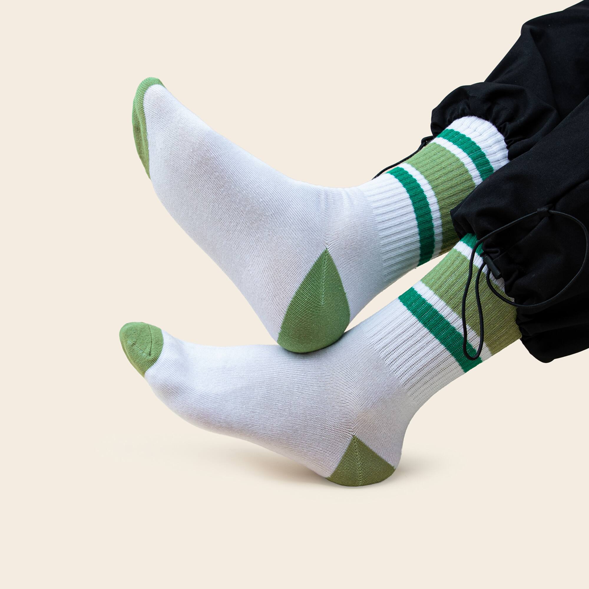 White & Green Athletic Youth Crew Socks by Celebrate It™